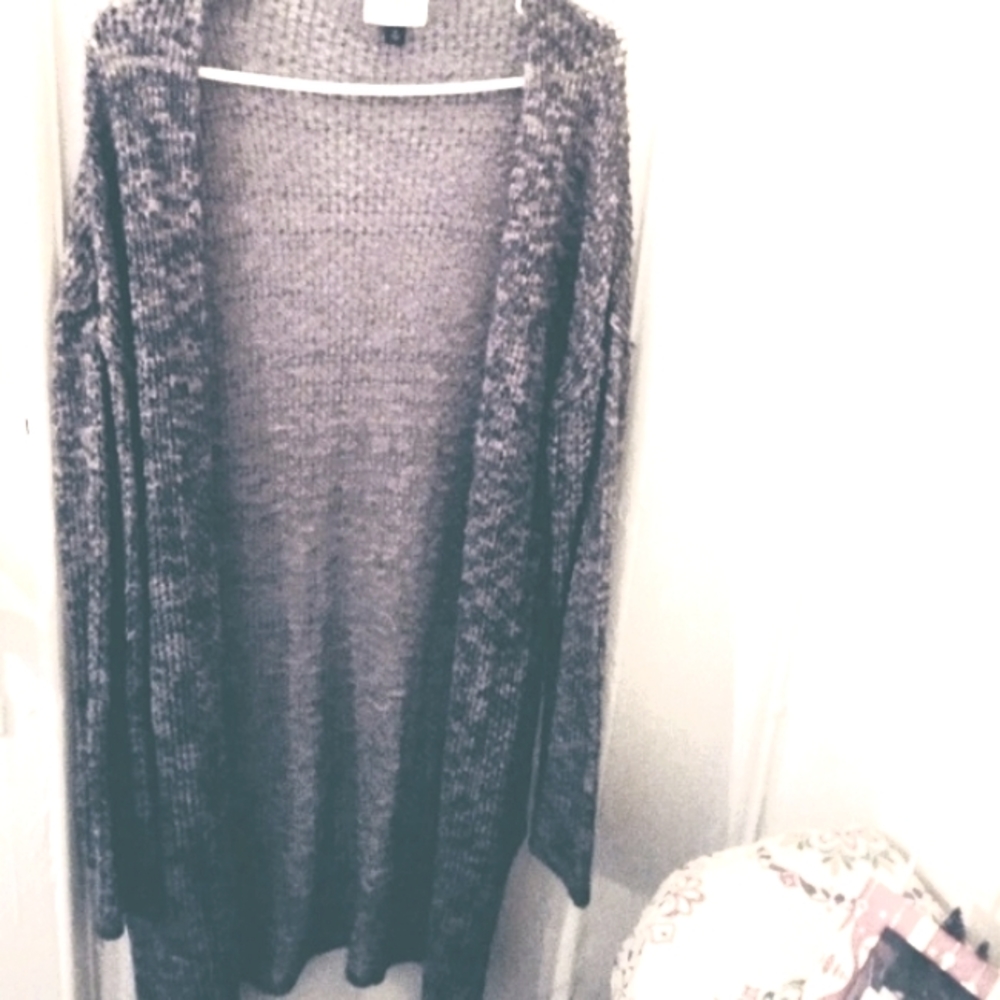 Long Sheer Charcoal Cardigan